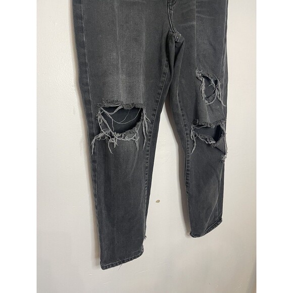 Forever 21 Distressed Jeans Black Womens 30 Distressed Straight High Rise - Picture 3 of 10